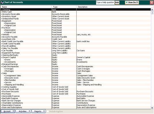 sample chart of accounts excel